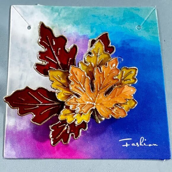 Autumn Leaves Lapel Pin Fall Harvest Brooch Badge Accessories Jewelry Gift Pin - Picture 3 of 8